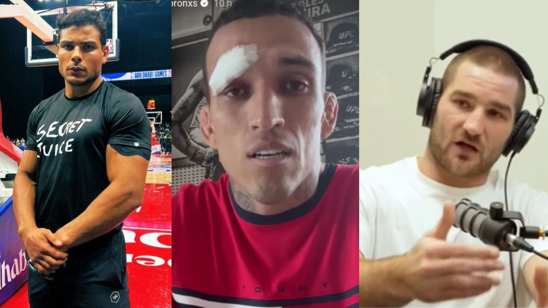 Paulo Costa (left), Charles Oliveira (centre), Sean Strickland (right) [Images courtesy of @borrachinhamma, @strickland_mma_ &amp; @charlesdobronxs on Instagram]