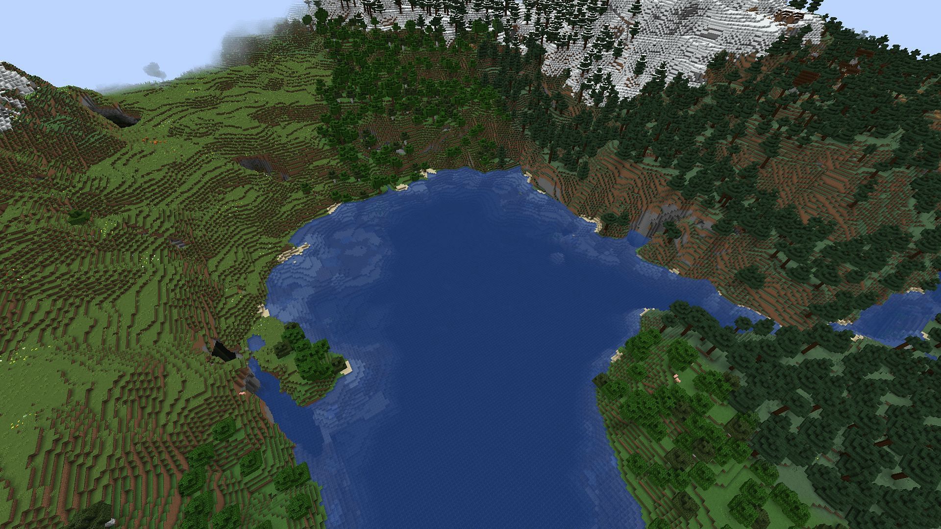 This seed could host a magnificent city if players can clear the surrounding woods (Image via Mojang)