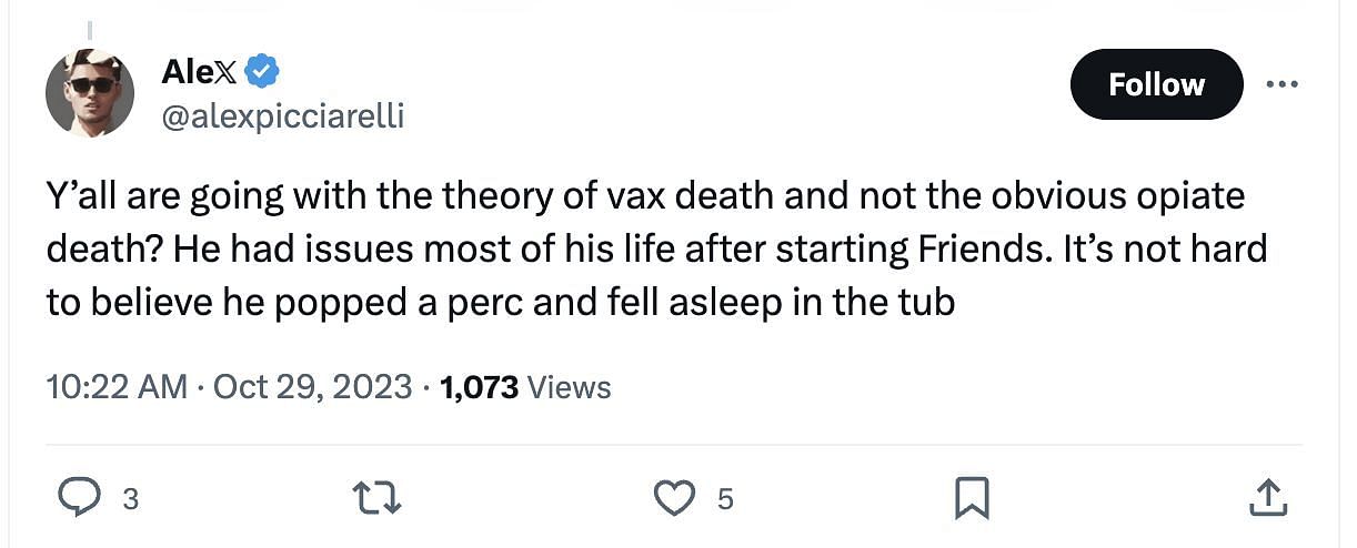 Social media users pick sides as many claim that the COVID-19 vaccine could be the cause of Matthew&#039;s death: Reactions explored. (Image via Twitter)