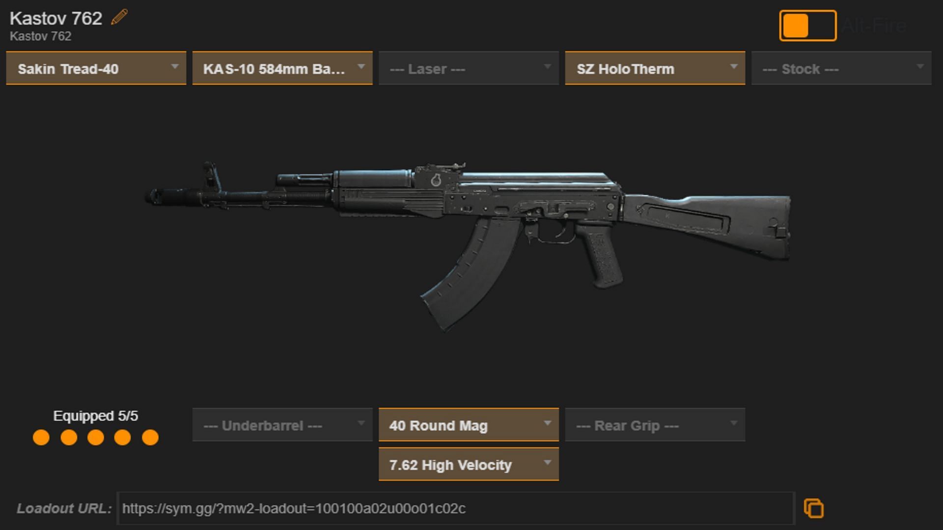 Kastov 762 loadout (Image via sym.gg)