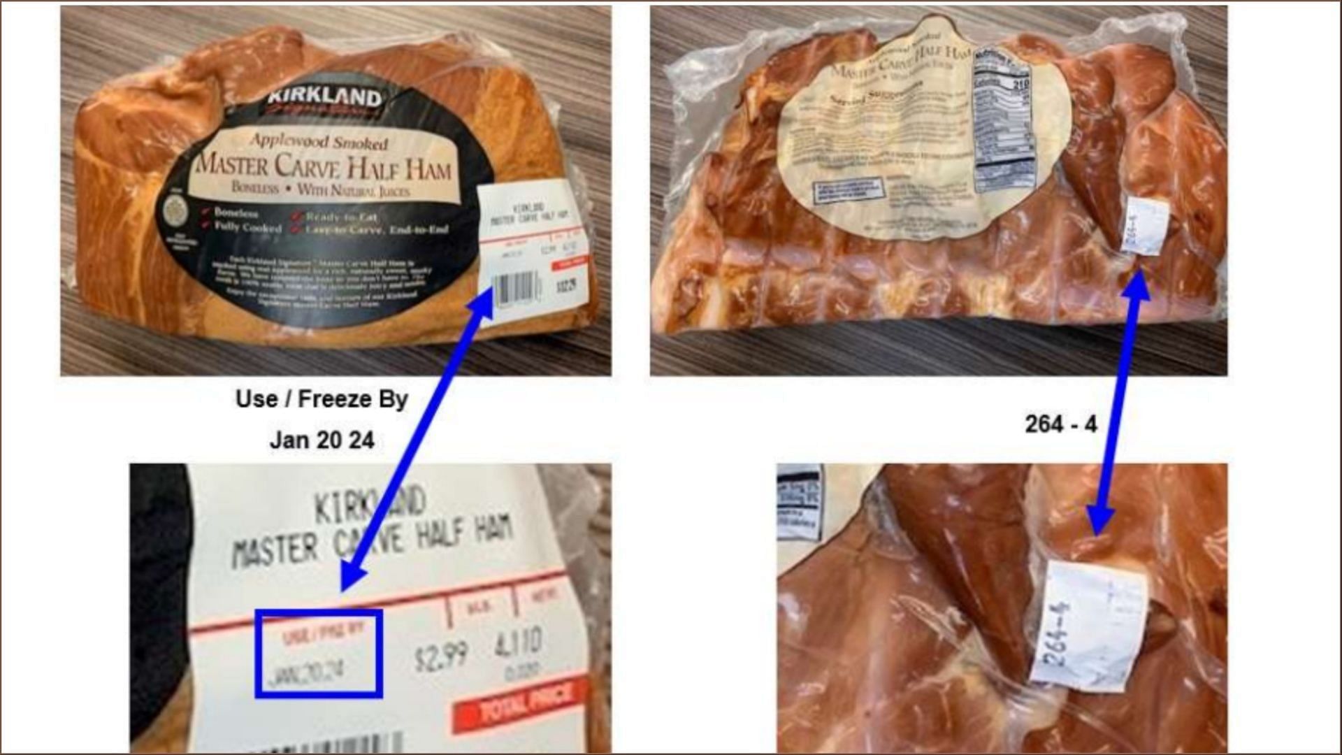 The recalled Kirkland Signature Master Carve Half Ham products should not be consumed anymore (Image via Costco)