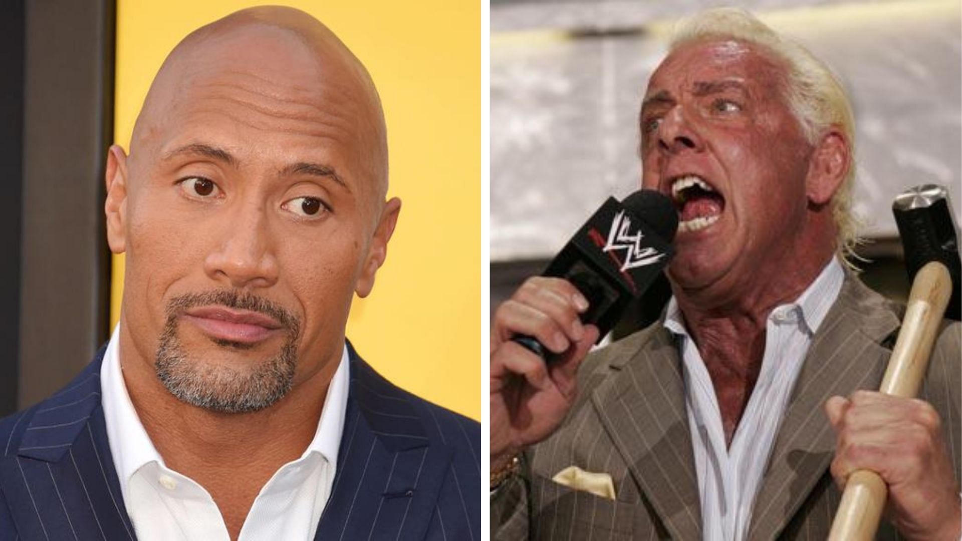 The Rock on the left, Ric Flair on the right