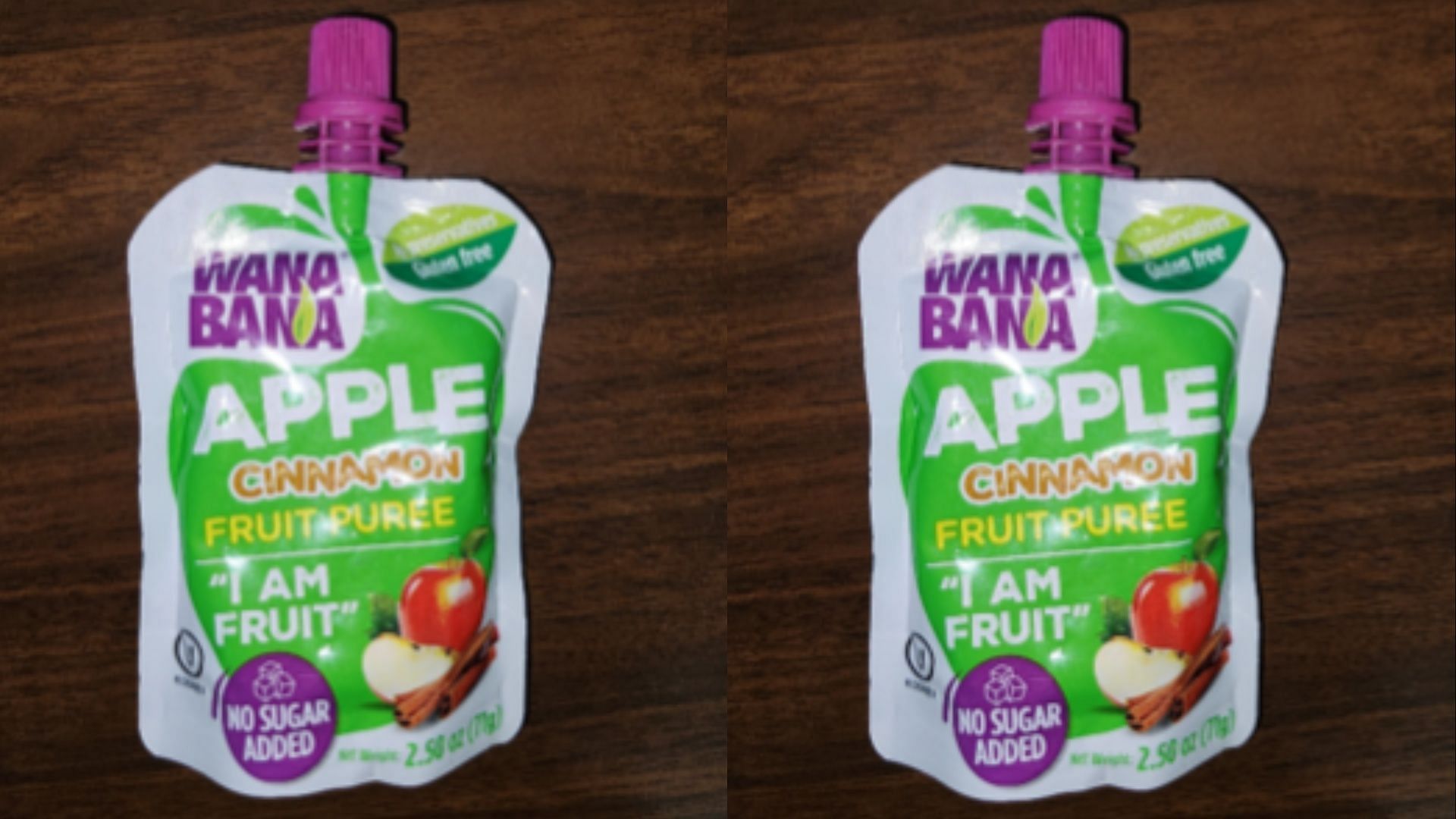 The affected WanaBana Apple Cinnamon Puree Pouches may contain relatively higher levels of lead (Image via FDA)
