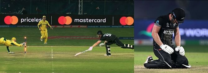 [Watch] James Neesham falls short at striker's end as Australia get the decisive wicket in the 2023 World Cup clash