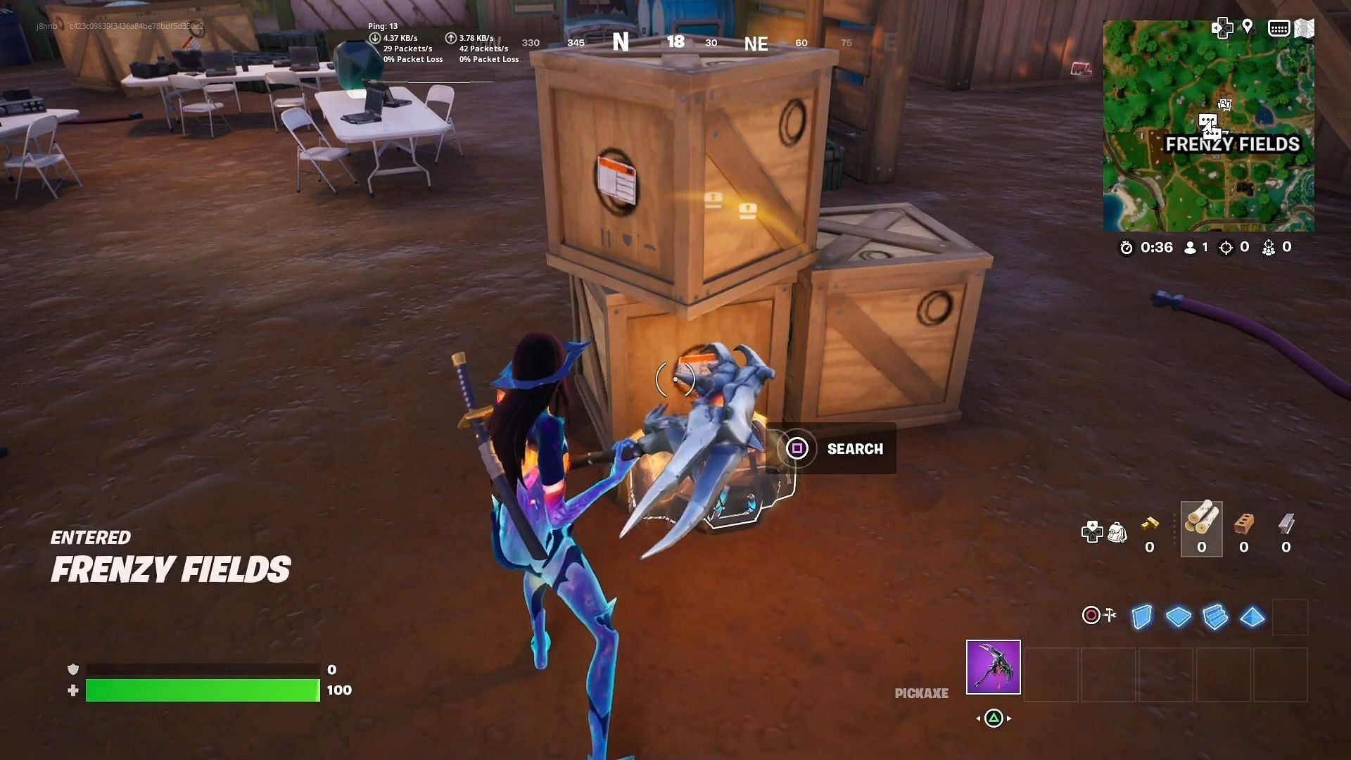 Opening chests in Frenzy Fields in Fortnite (Image via Epic Games)