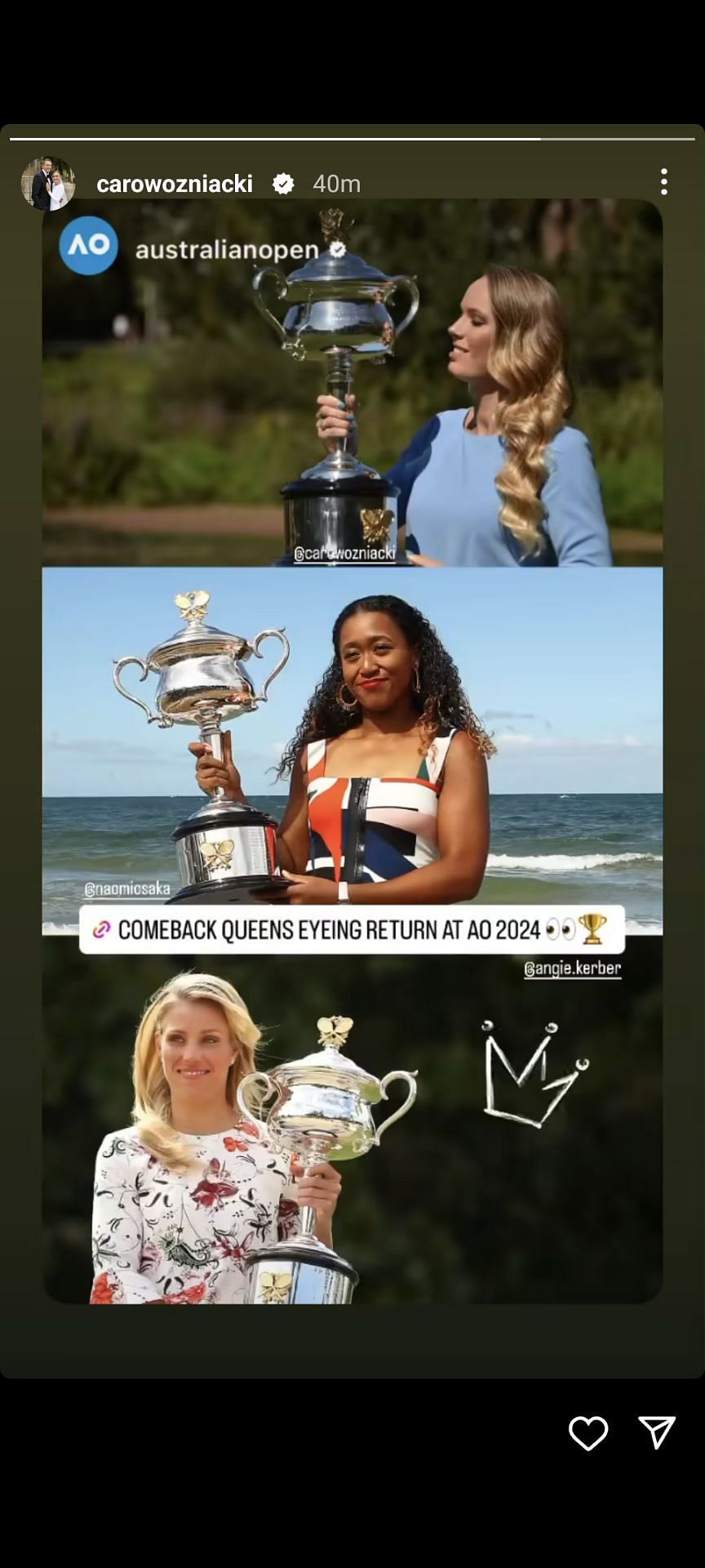 Caroline Wozniacki, Naomi Osaka and Angelique Kerber