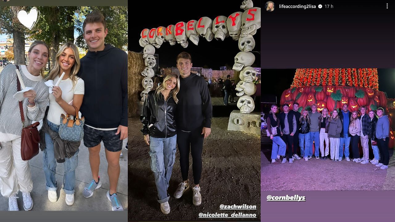 Zach Wilson celebrating bye week with his girlfriend Nicolette Dellanno and his family (Images via Instagram)