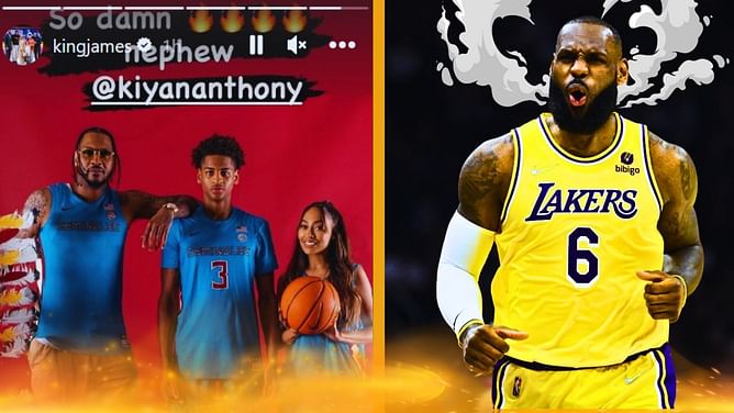 “So damn fire nephew”: LeBron James hyped to see Carmelo Anthony’s son Kiyan Anthony’s stunning family portrait during FSU visit