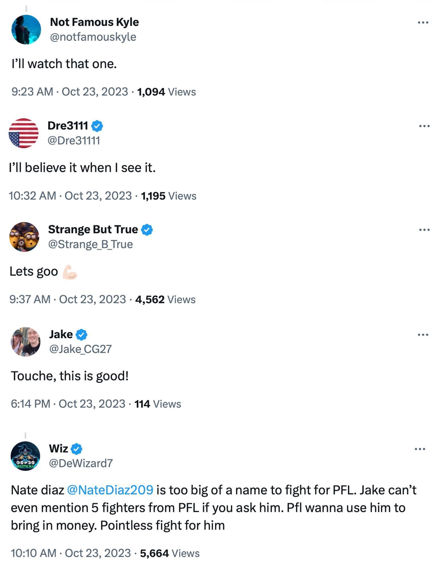Fan reactions to a potential Paul vs Diaz fight in the PFL on X