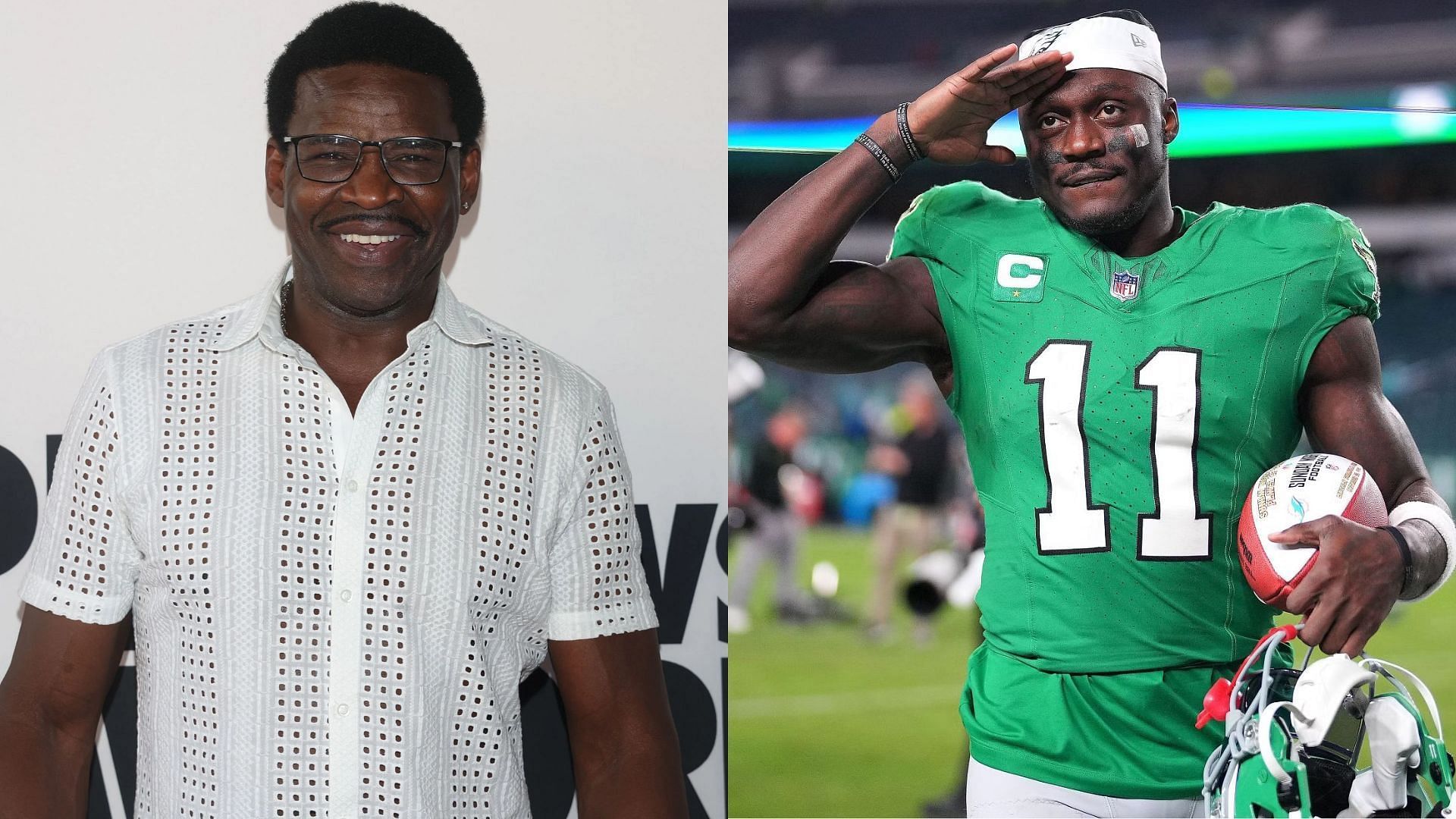 Pro Football Hall of Famer Michael Irvin and Philadelphia Eagles wide receiver AJ Brown