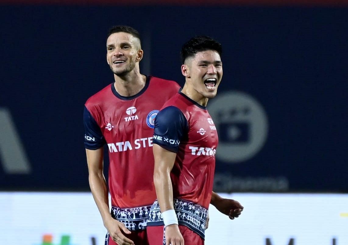 Rei Tachikawa celebrating after scoring the freekick against Hyderabad FC.