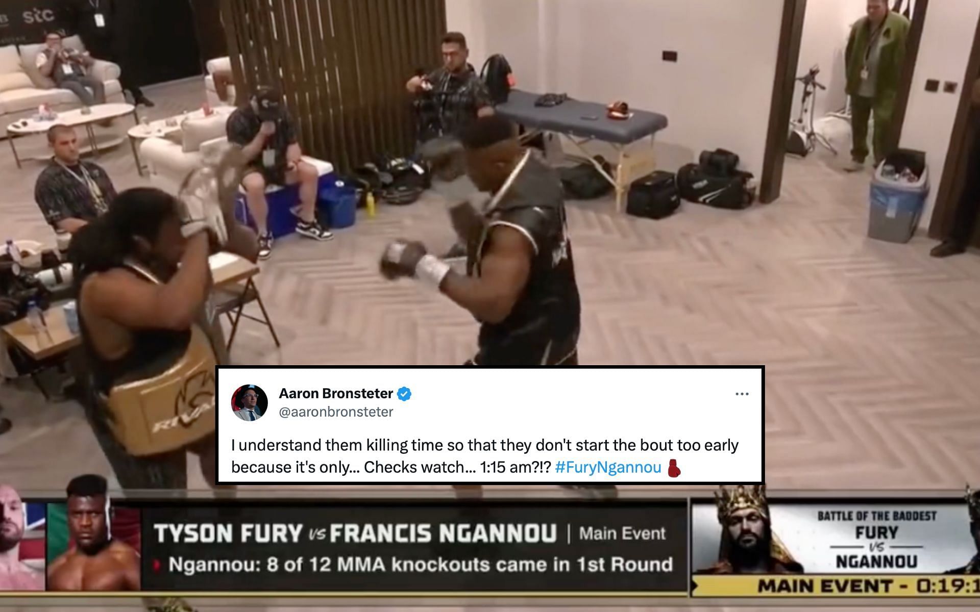 Viewers upset over the pacing of Fury vs Ngannou pay-per-view broadcast [Photo Courtesy @aaronbronsteter and @dantheboxingman on X]