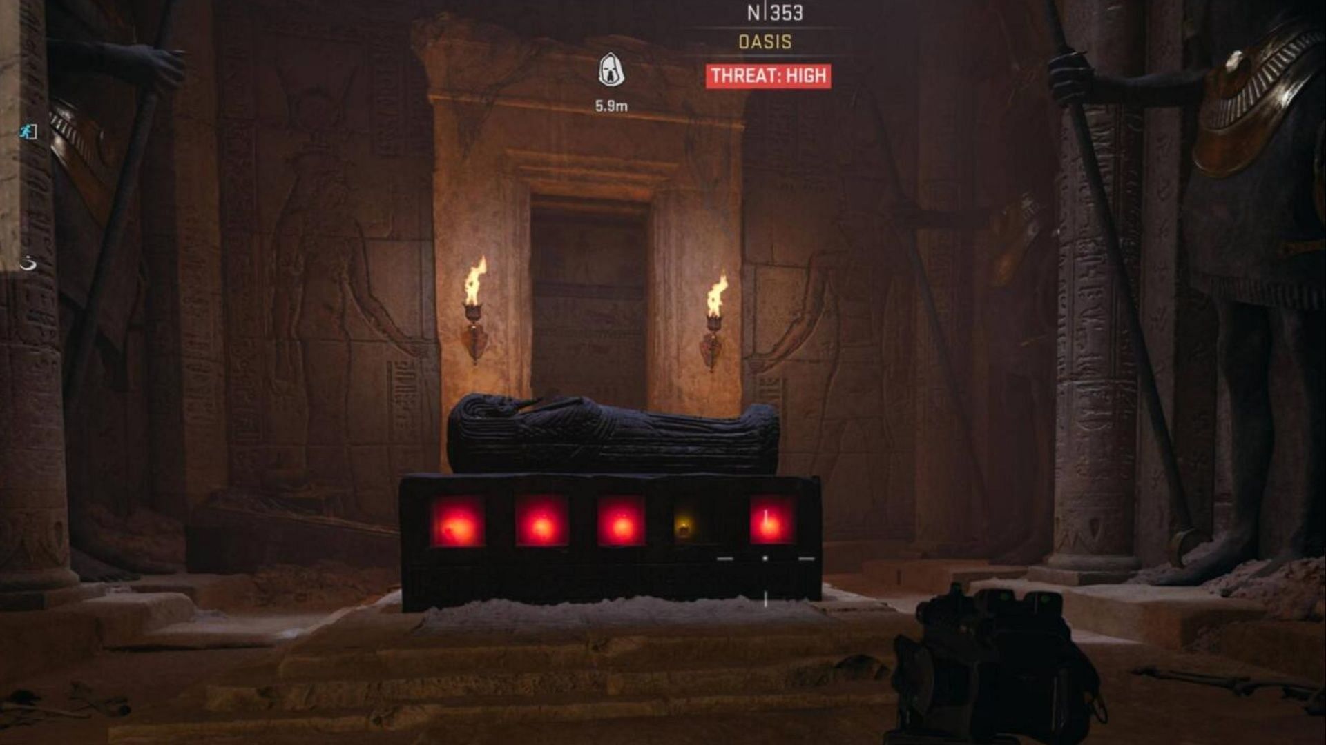 The Pharaoh&#039;s sarcophagus in Warzone 2 in The Haunting event (Image via Activision)