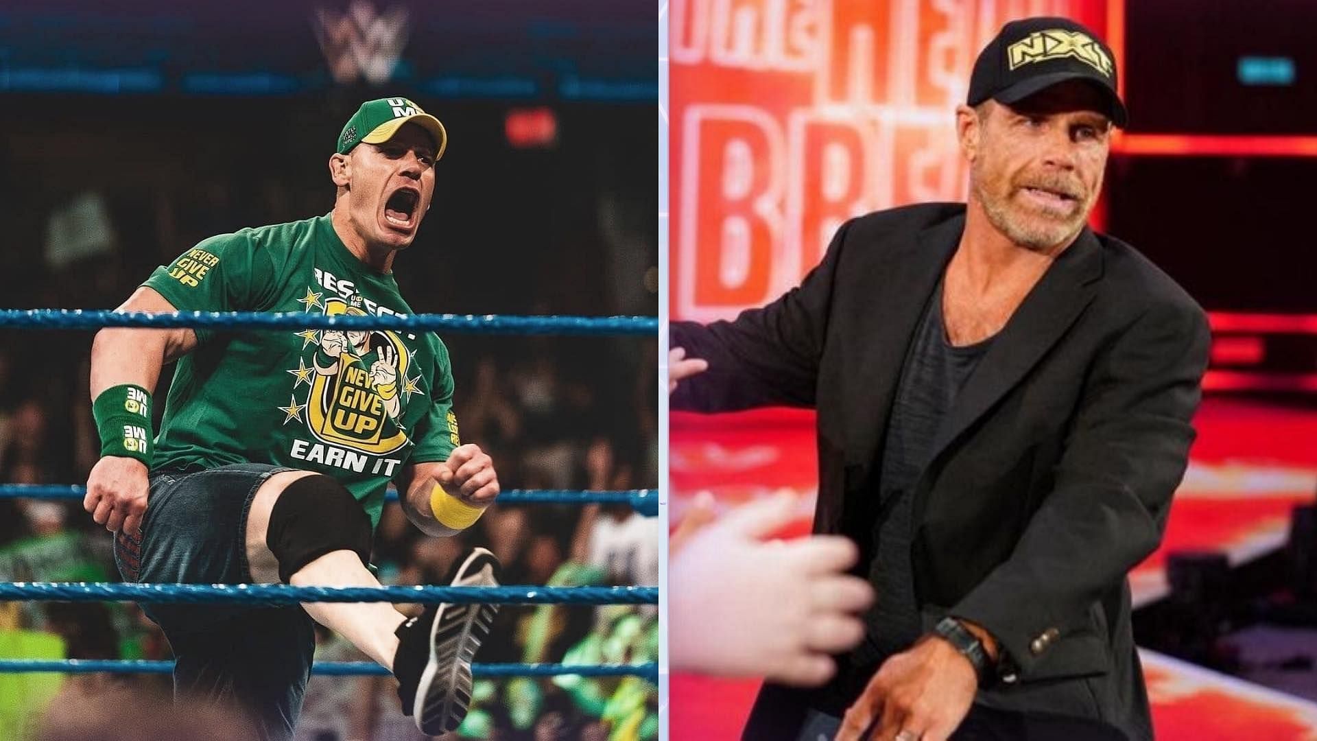 John Cena and Shawn Michaels in action                        