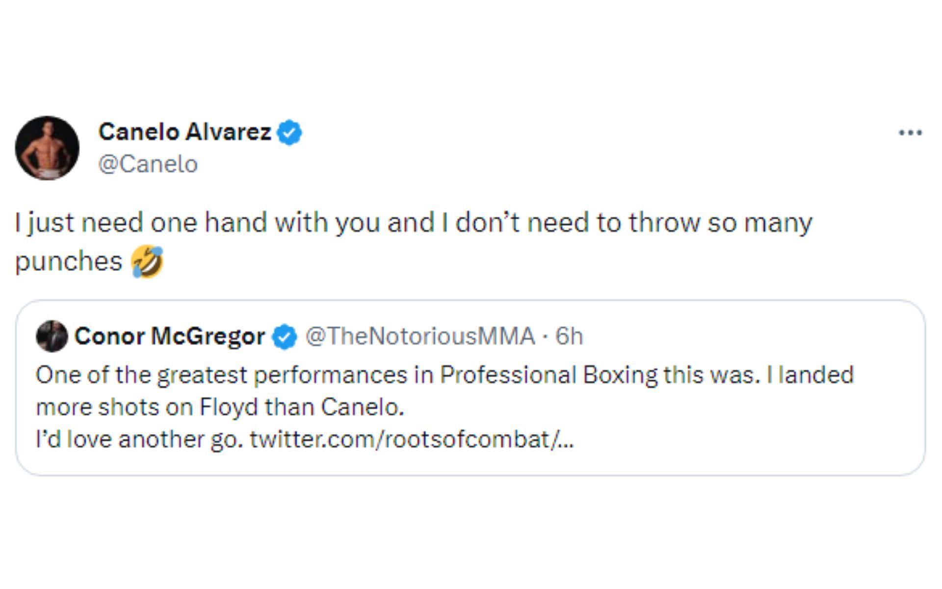 Canelo responding to the tweet