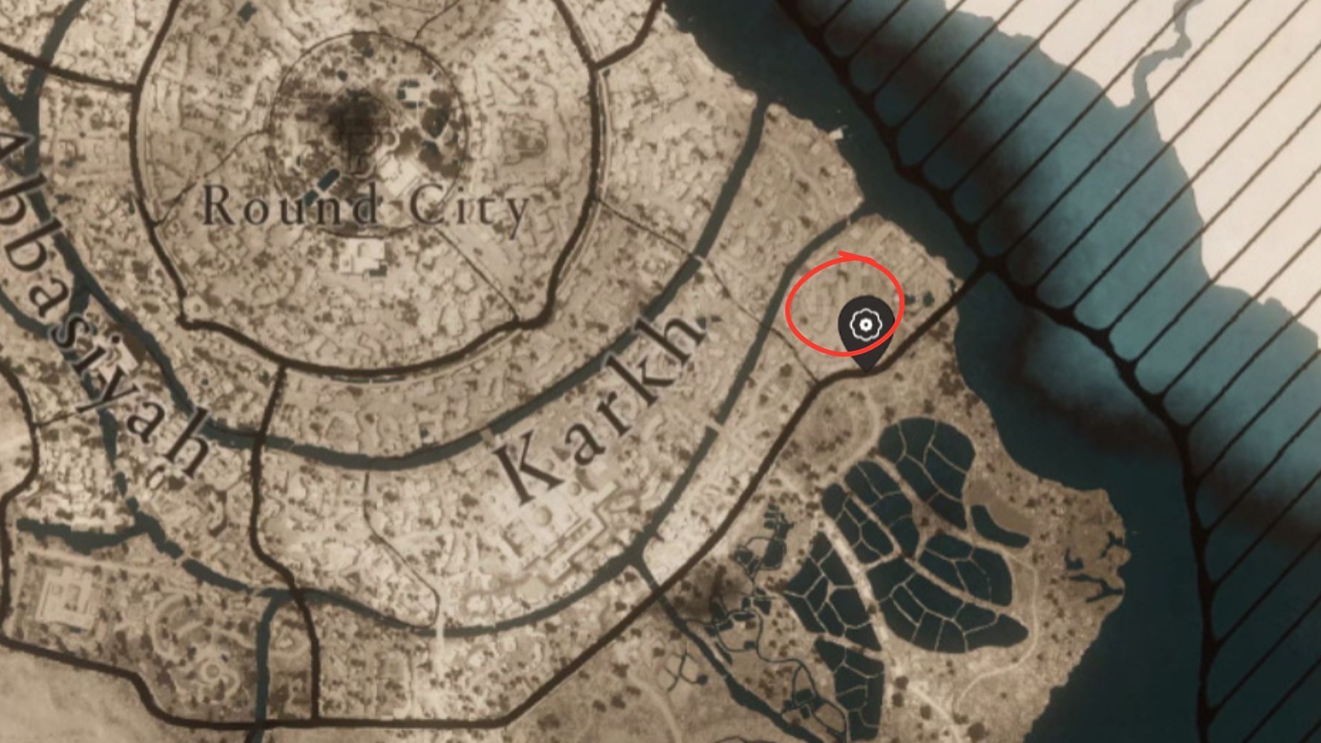 Possible location of the Mysterious Shard in Karkh (Image via Sportskeeda/ Ubisoft)