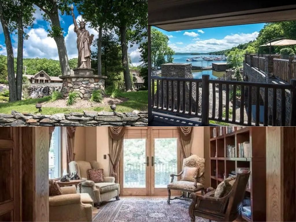 The castle features a replica of the Statue of Libert, some lush gardens and amazing views - Via Clutch Points.