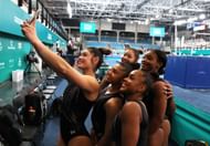 Team USA poses for a selfie after a training session before the start of the Santiago 2023 Pan Am Games in Chile.