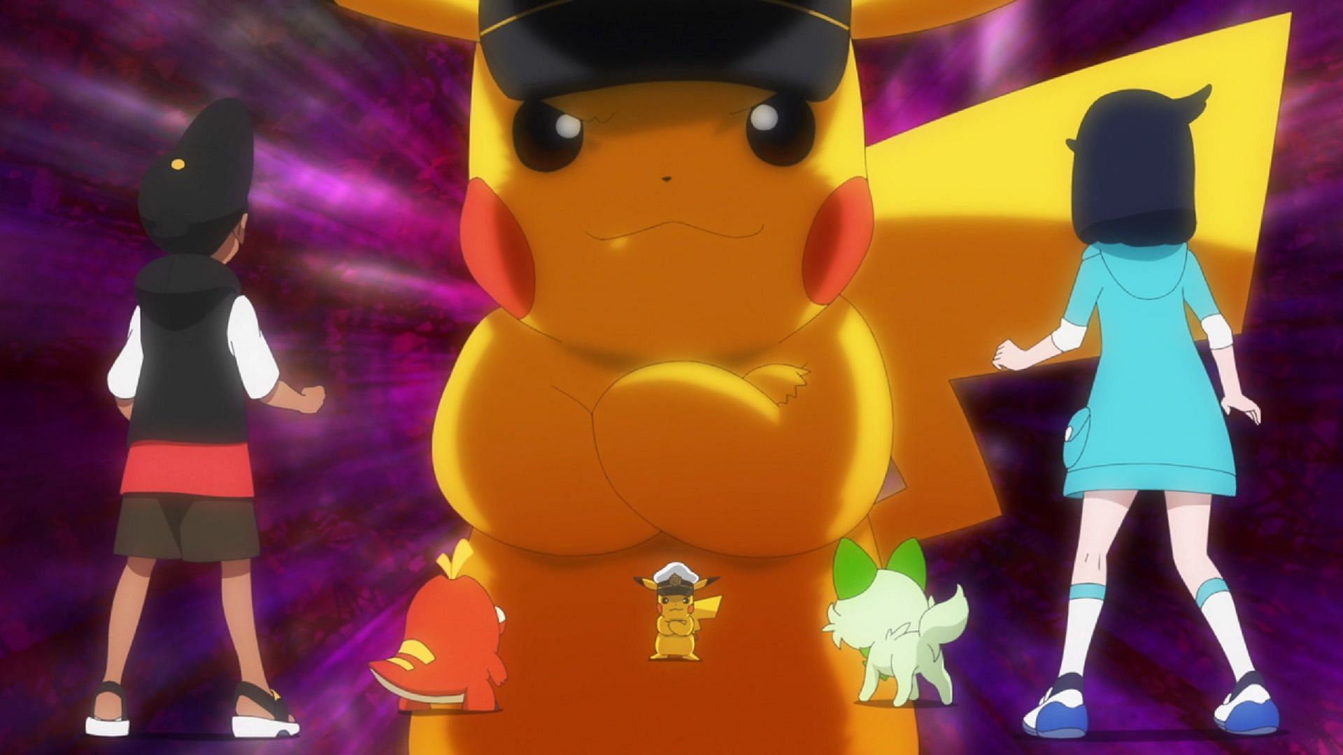 Captain Pikachu attempts to train Liko and Roy as trainers in Pokemon Horizons (Image via The Pokemon Company)