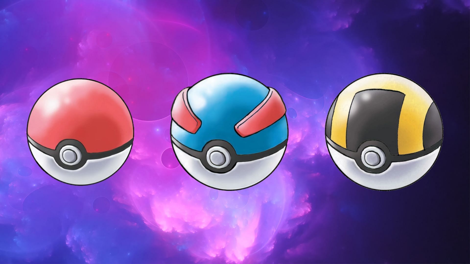 Three of the most popular balls in this game (Image via Sportskeeda || The Pokemon Company)