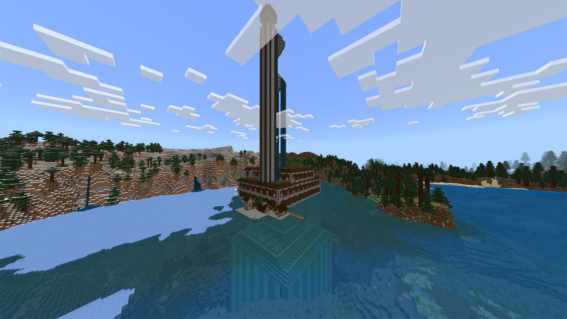 The cluster of structures makes for a jaw-dropping sight (Image via Mojang)