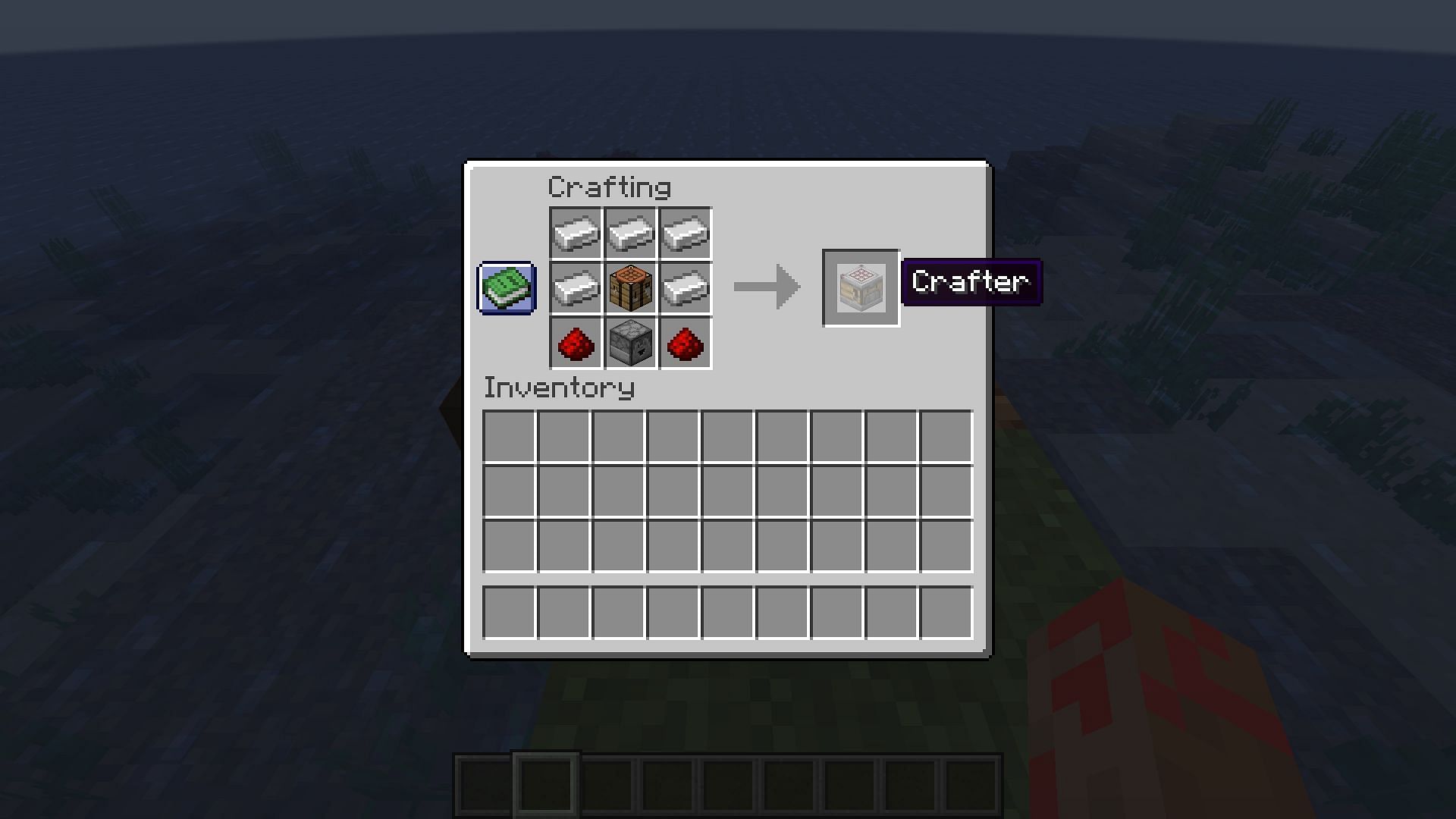 Recette de fabrication du bloc crafter dans la mise à jour Minecraft 1.21 (Image via Mojang)