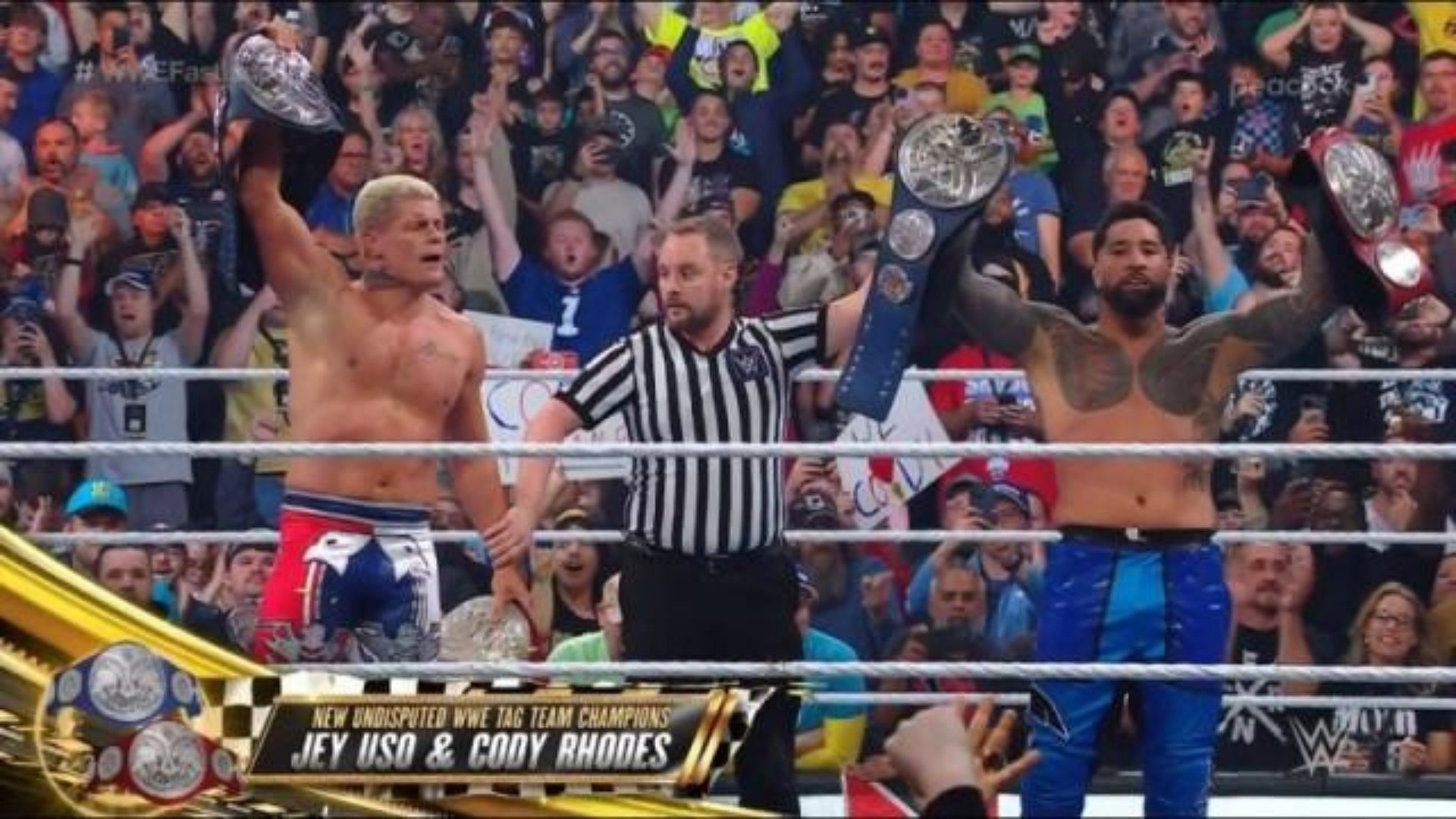 Cody Rhodes and Jey Uso won the tag team titles at Fastlane