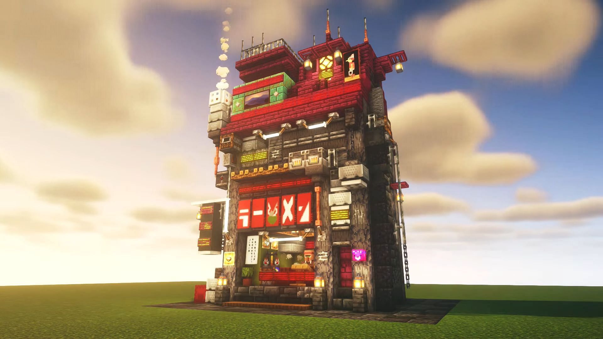 This shop certainly looks like an eye-catching place to grab some food in Minecraft (Image via Freedom./YouTube)