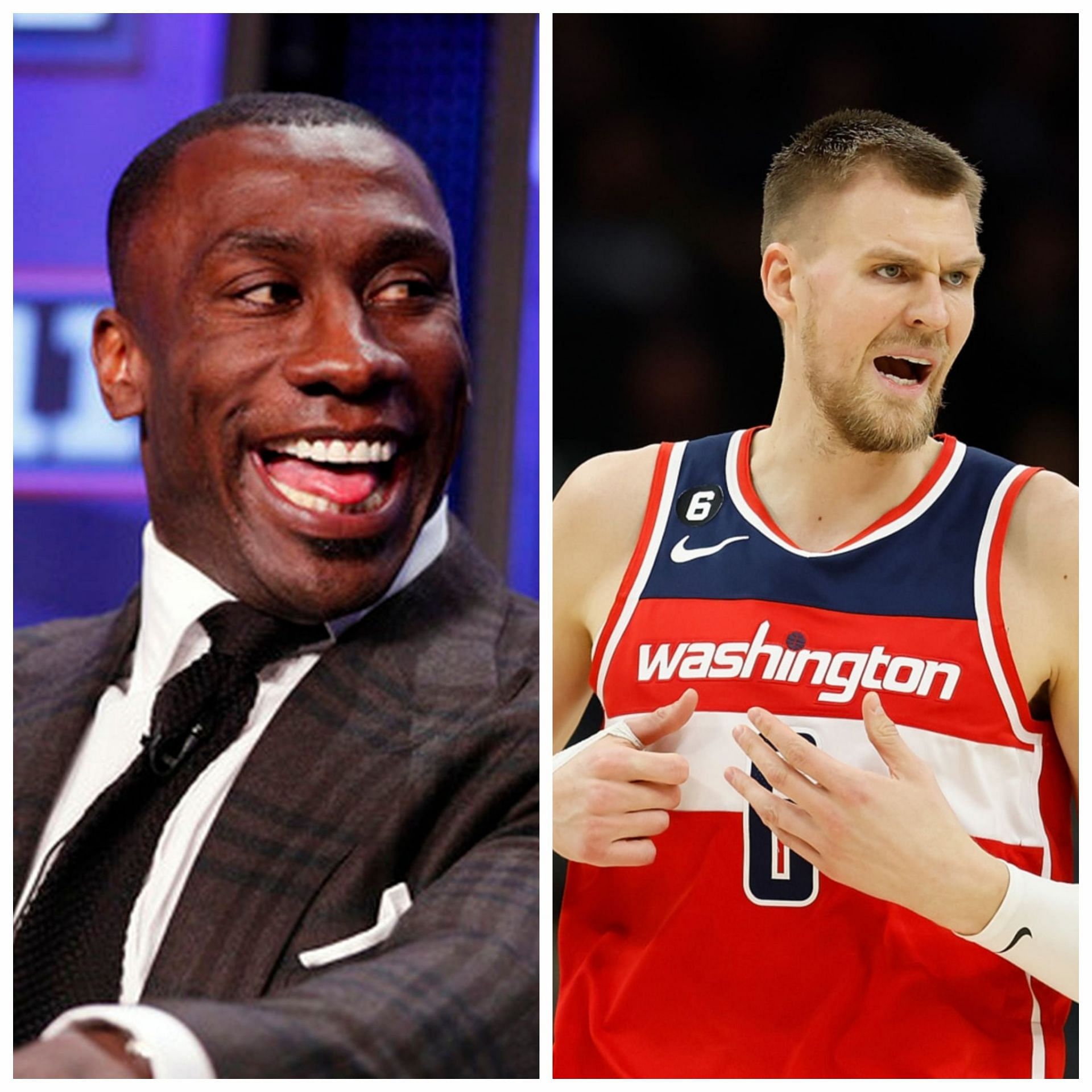 Shannon Sharpe(L) throws shade at Celtics Porzingis