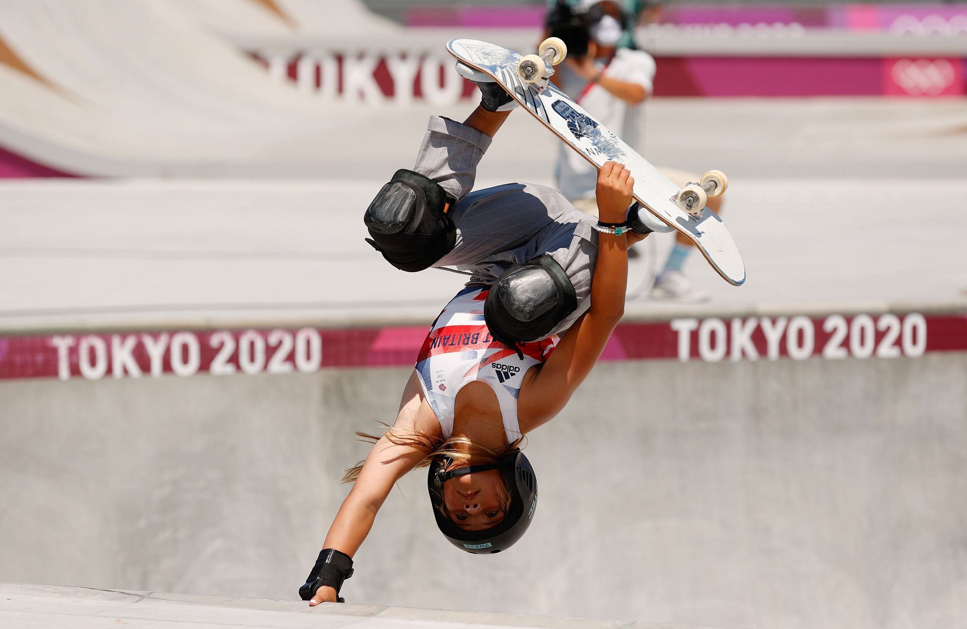 Sky Brown competes during the Women&#039;s Skateboarding Park Finals at the Tokyo 2020 Olympic Games at Ariake Urban Sports Park in Tokyo, Japan.