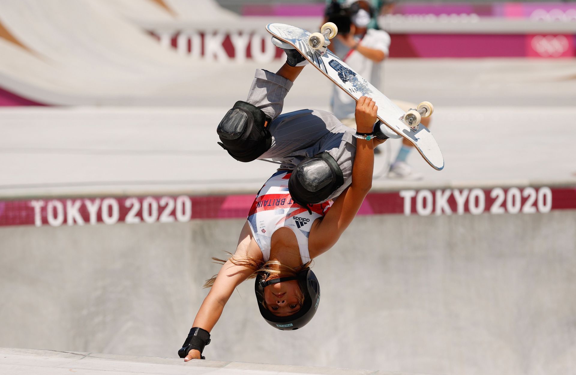 Sky Brown competes during the Women's Skateboarding Park Finals at the Tokyo 2020 Olympic Games at Ariake Urban Sports Park in Tokyo, Japan.