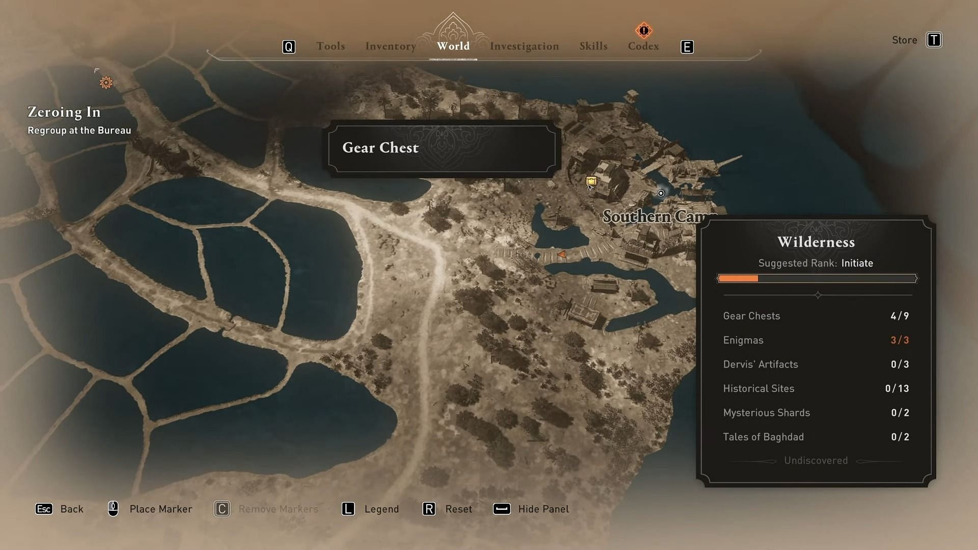 Southern Camp Gear Chest location in Assassin&#039;s Creed Mirage (Image via Ubisoft)