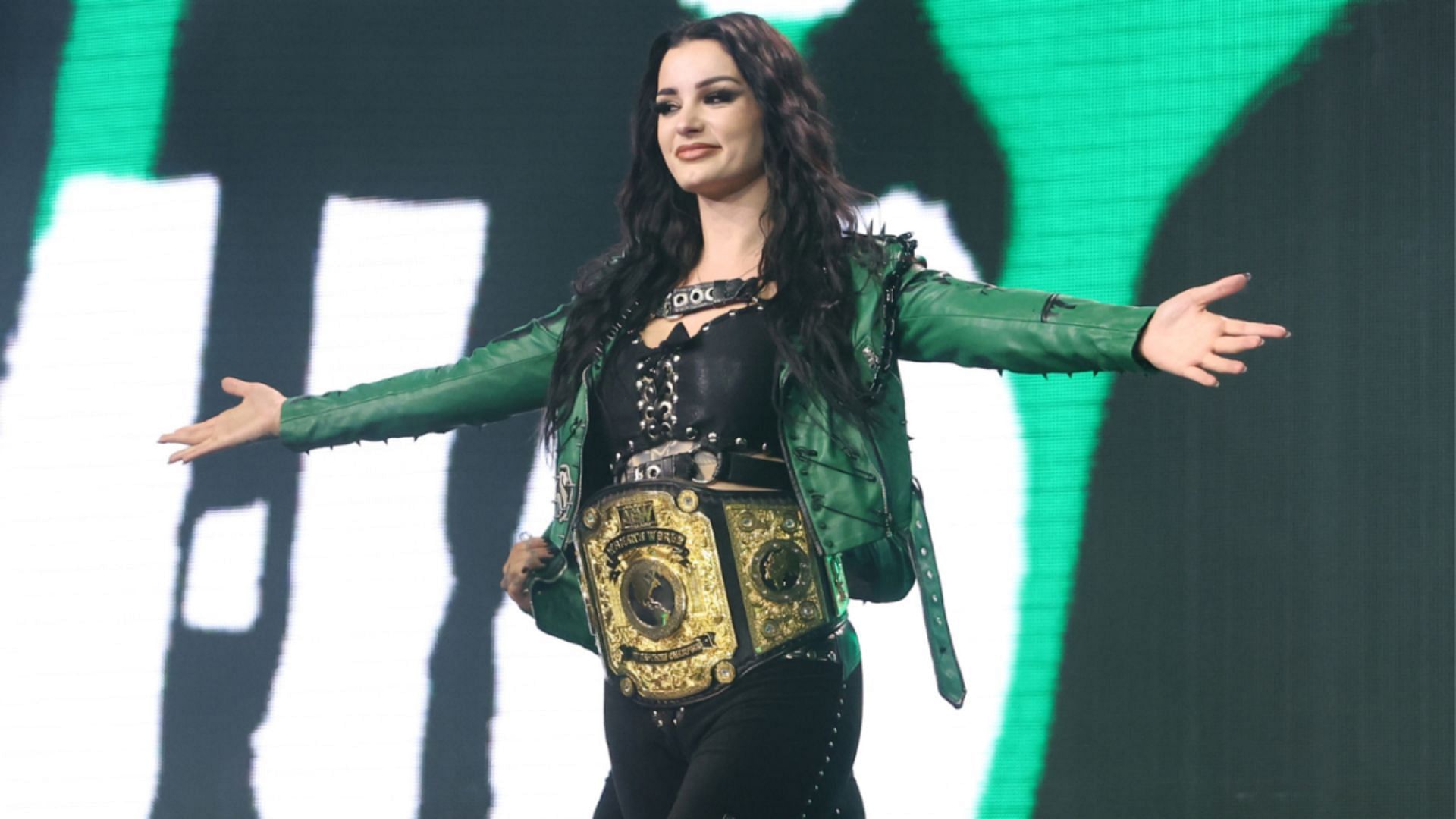 Saraya making her way to the ring as the AEW Women