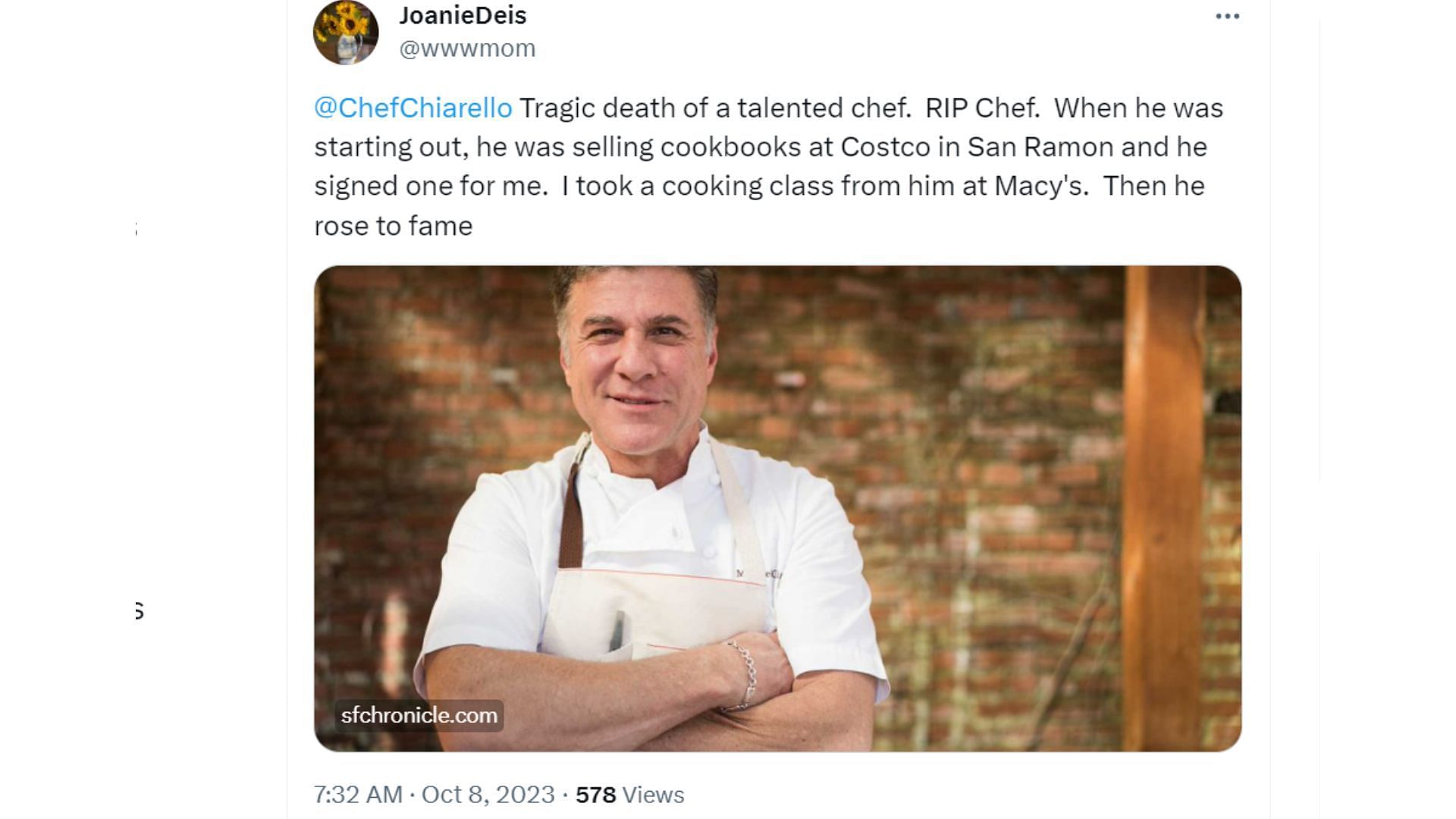 The death of the star chef has shocked his fans (Image via X)