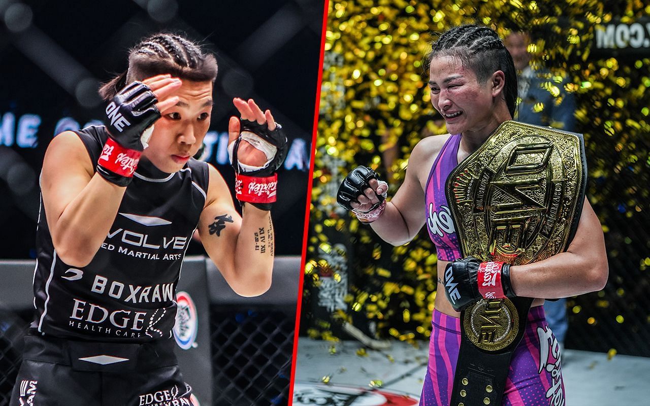 ONE champions Xiong Jing Nan (L) and Stamp Fairtex (R)