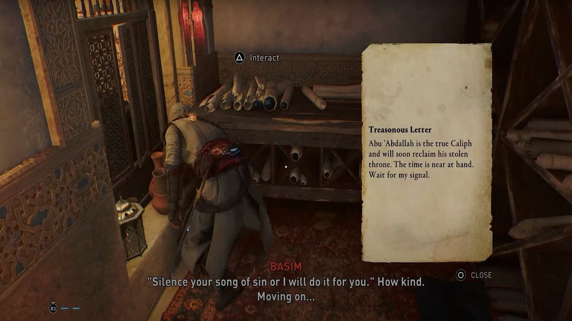 Find the letter sent to the poetess (Image via Ubisoft)