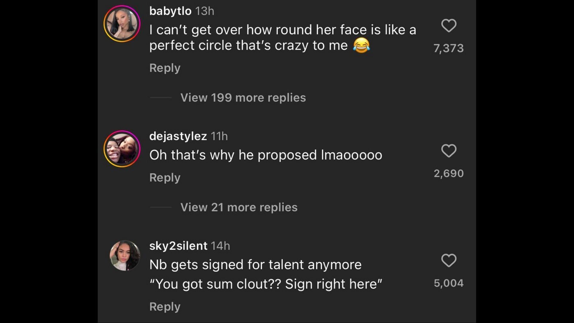 Screenshot of Internet users remarking on Alexis signing a deal with Columbia Records. (Photo via @theshaderoom/Instagram)