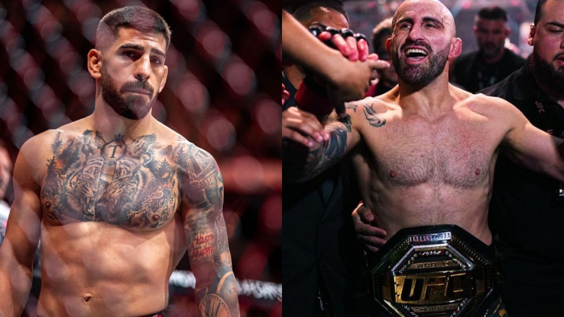 Ilia Topuria (left), Alexander Volkanovski (right) [Images courtesy of @iliatopuria &amp; @alexvolkanovski on Instagram]