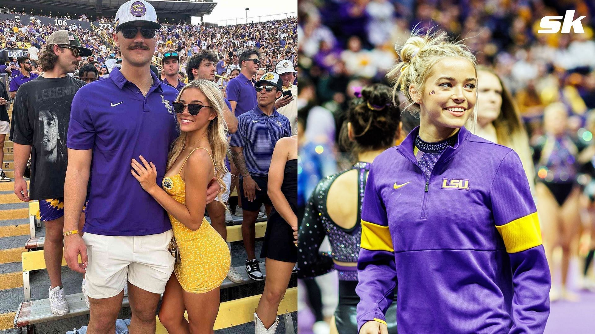 LSU gymnast Olivia Dunne took in an LSU football game with boyfriend Paul Skenes