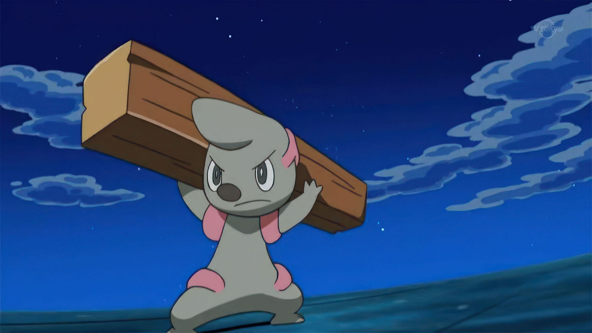 Timburr, as seen in the anime (Image via The Pokemon Company)