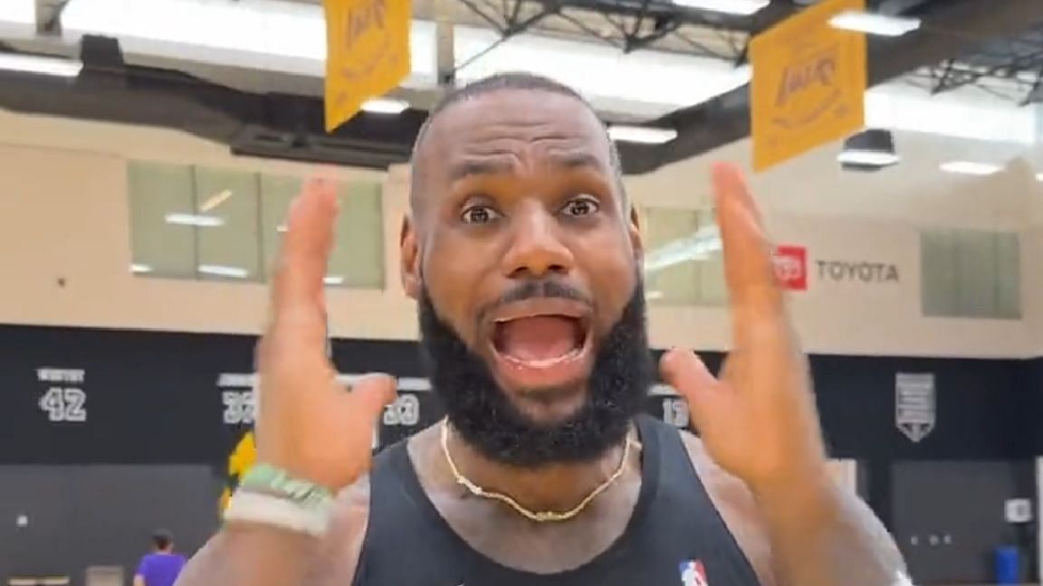Watch LeBron James react to being the oldest active player in the NBA