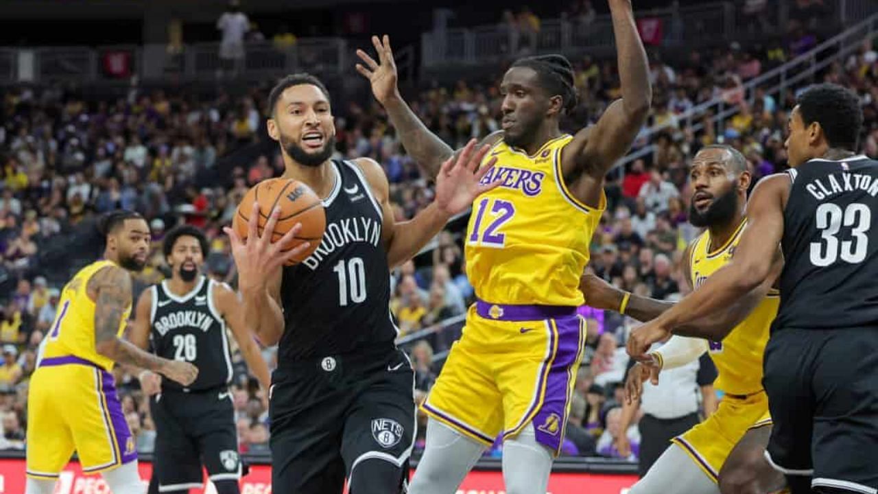 Taurean Prince [#12] started for the LA Lakers against the Brooklyn Nets in their second preseason game.