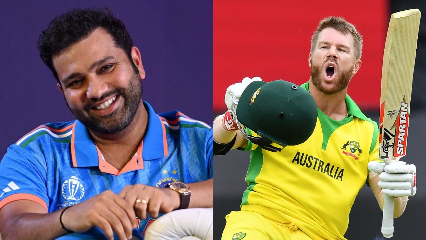 Rohit Sharma (L) and David Warner.