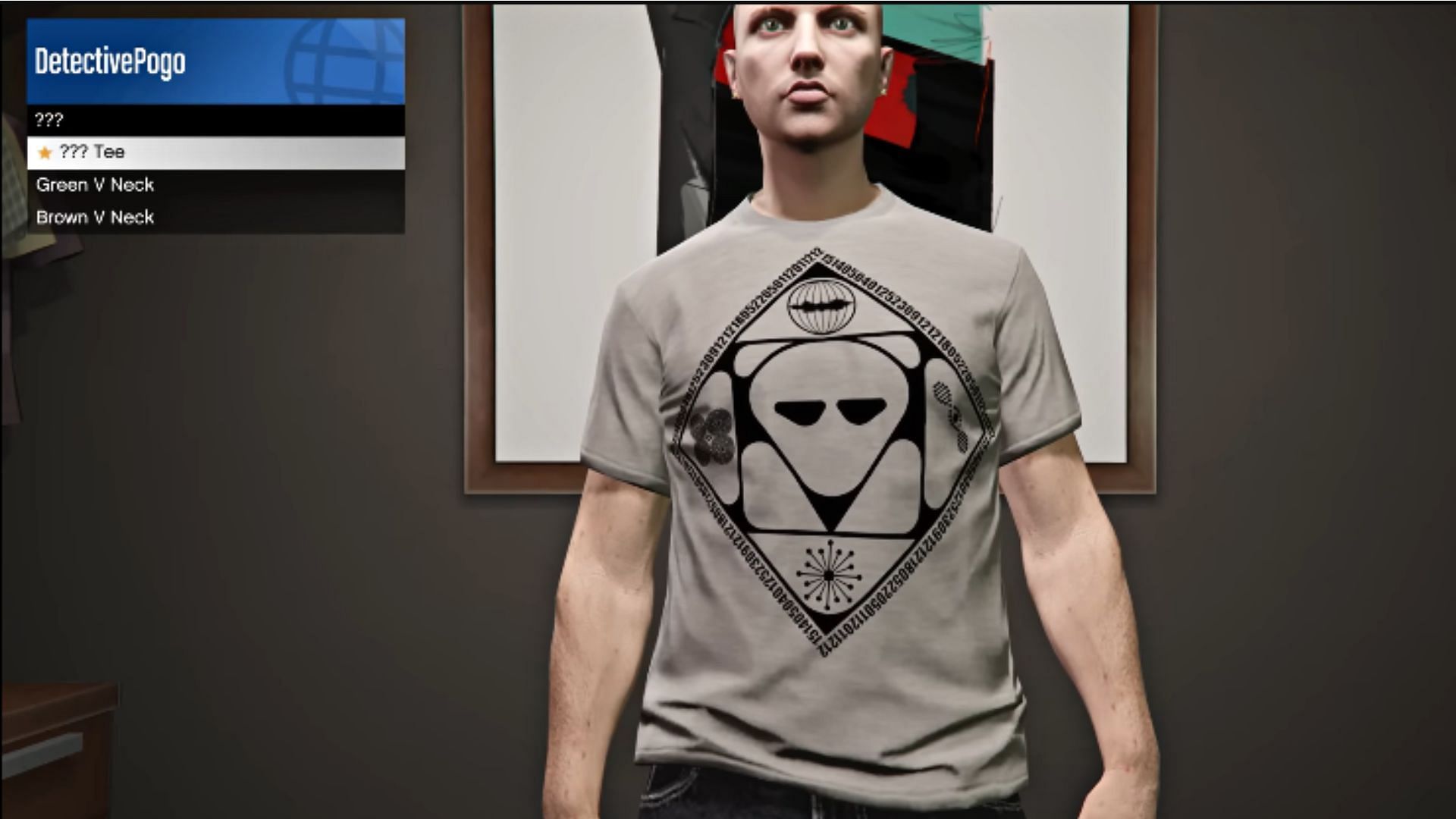 The ??? Tee holds a secret message (Image via YouTube/GTA Series Videos)