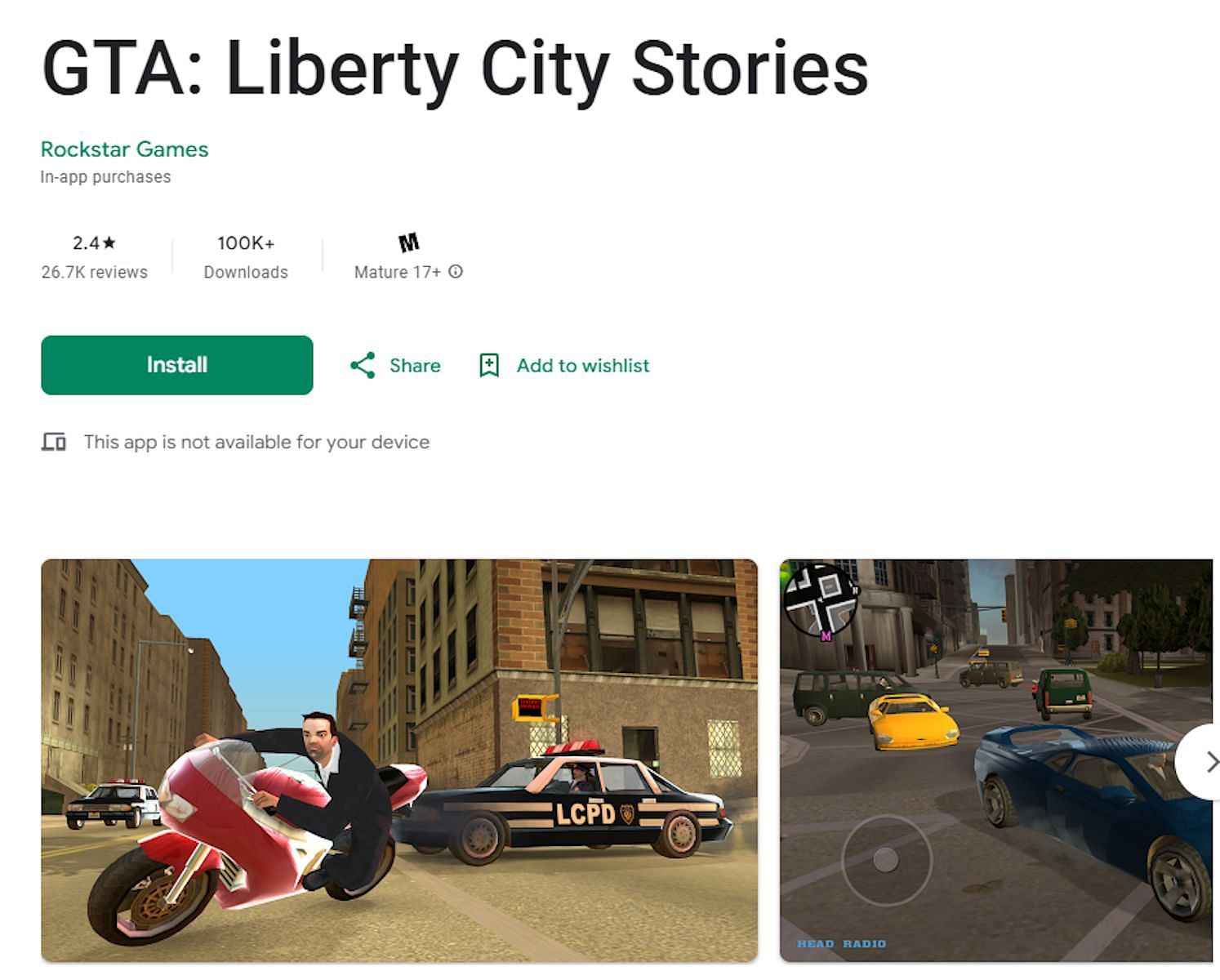 Rockstar is giving away Liberty Stories and Chinatown Wars for