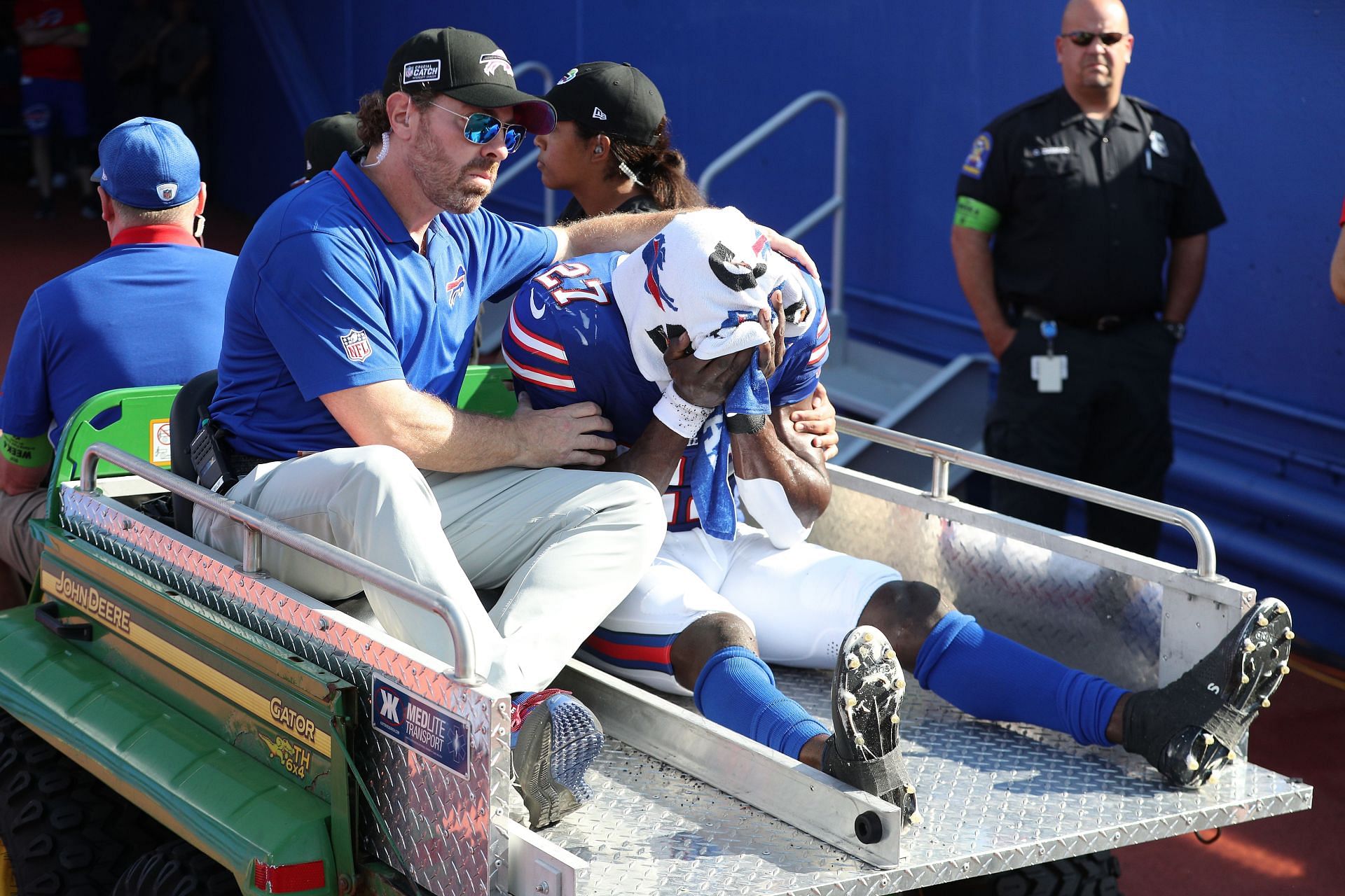 Buffalo Bills CB Tre'Davious White carted off field after non