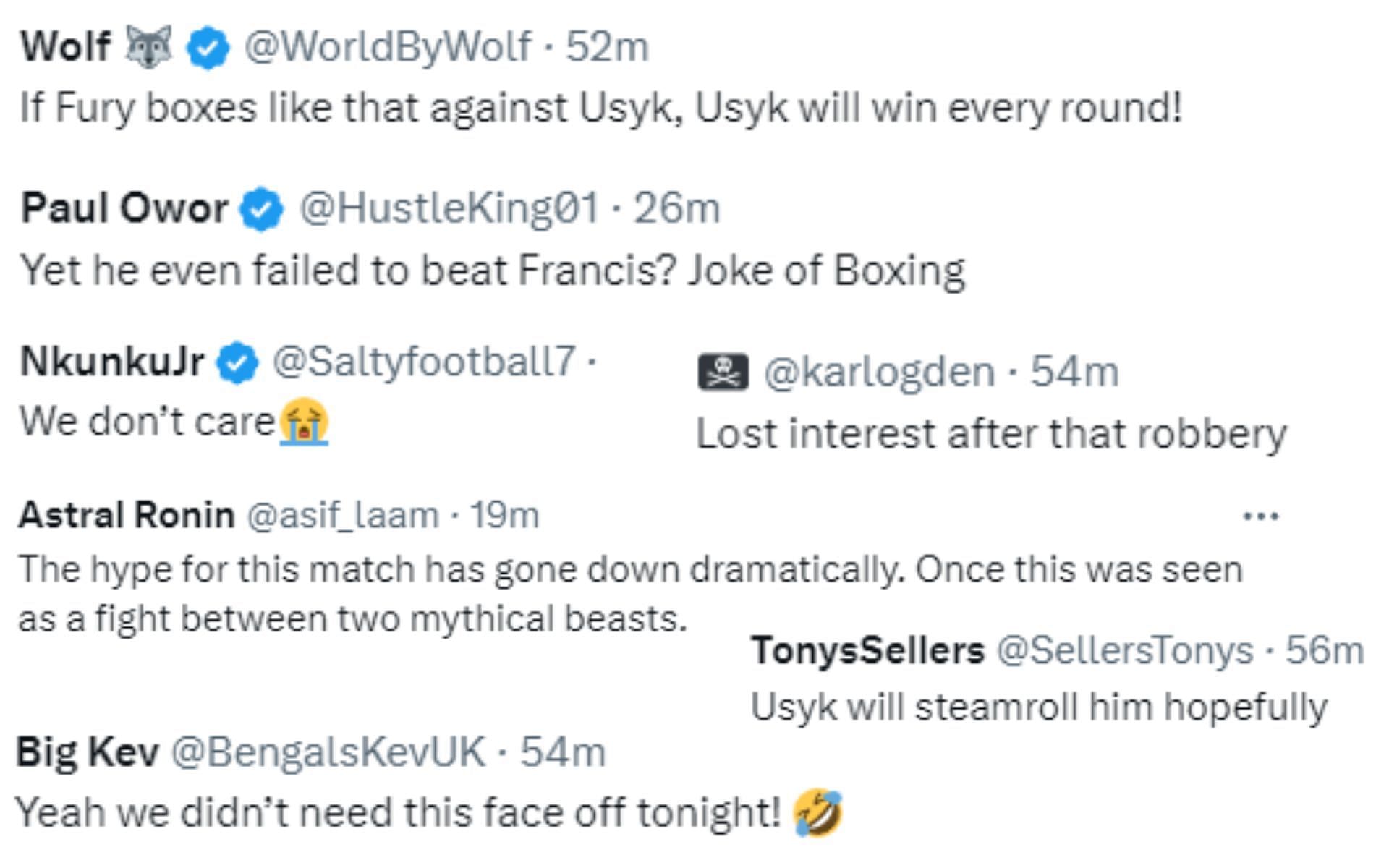 Fan reactions to Fury and Usyk&#039;s face-off