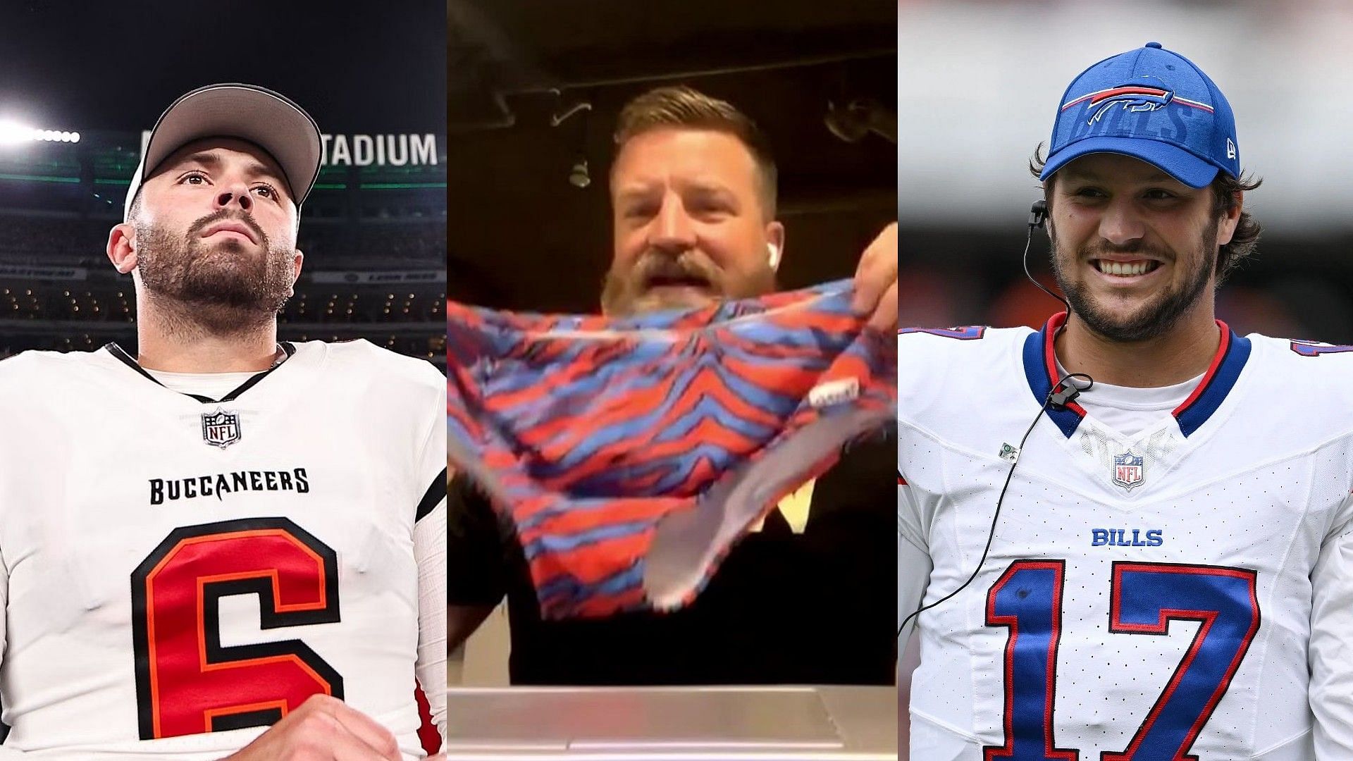 Ryan Fitzpatrick offers bizarre tease for showdown between Baker Mayfield and Josh Allen on Thursday Night Football - Courtesy of Kyle Brandt on Twitter