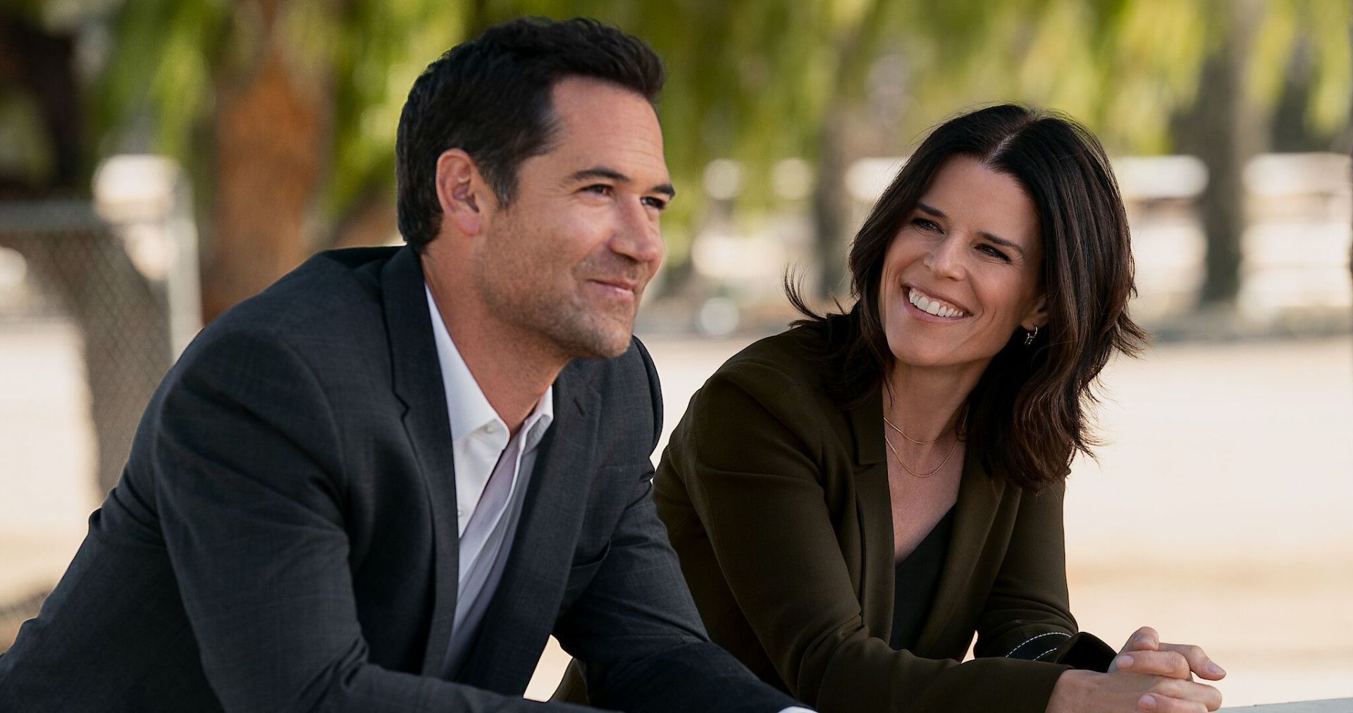 Manuel Garcia-Rulfo and Neve Campbell in The Lincoln Lawyer season 2 (Image via Netflix)