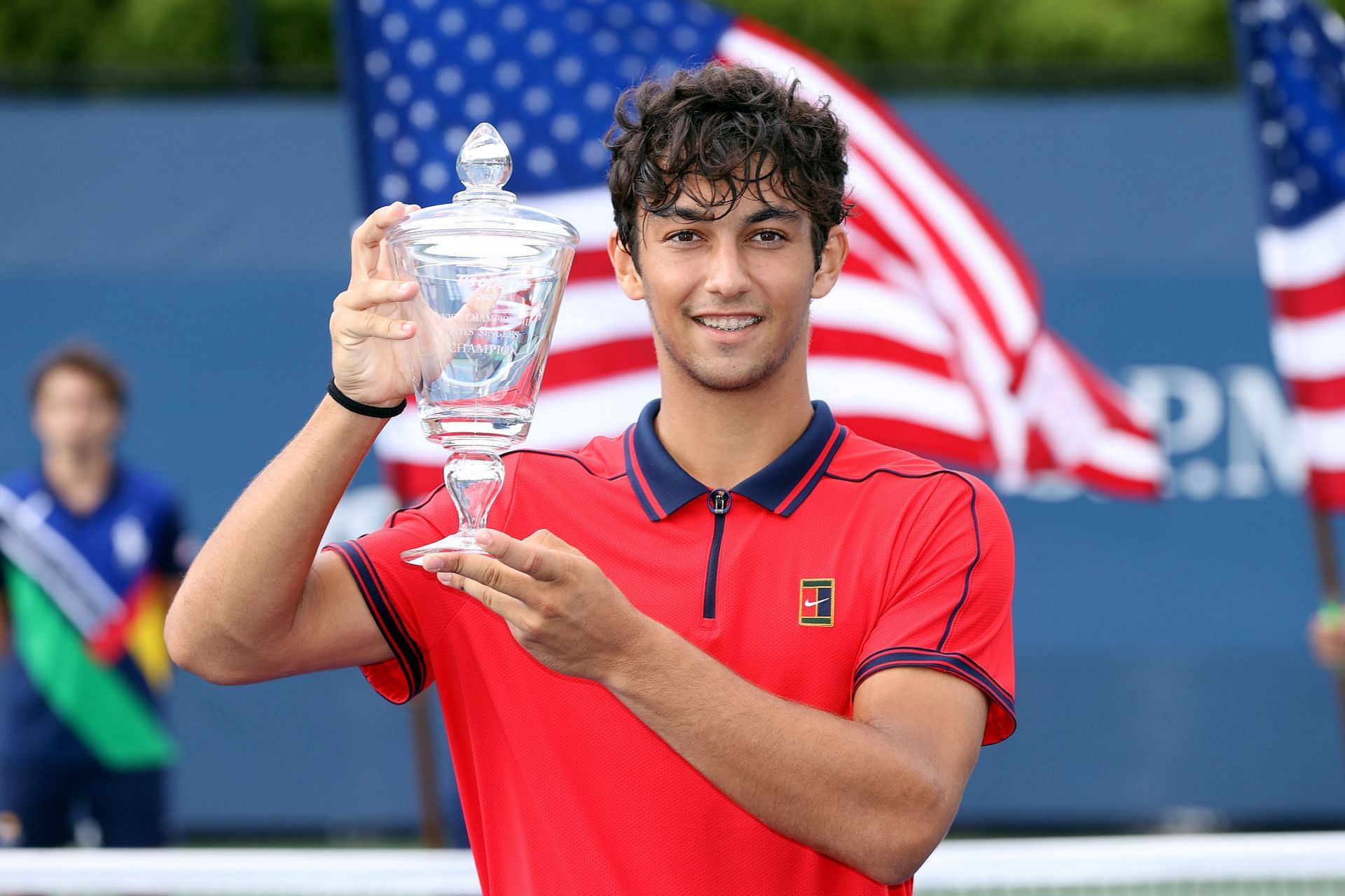 Daniel Rincon with US Open boys&#039; trophy: 2021